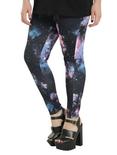 Blackheart Pink & Blue Galaxy Print Leggings Plus Size, PURPLE, hi-res
