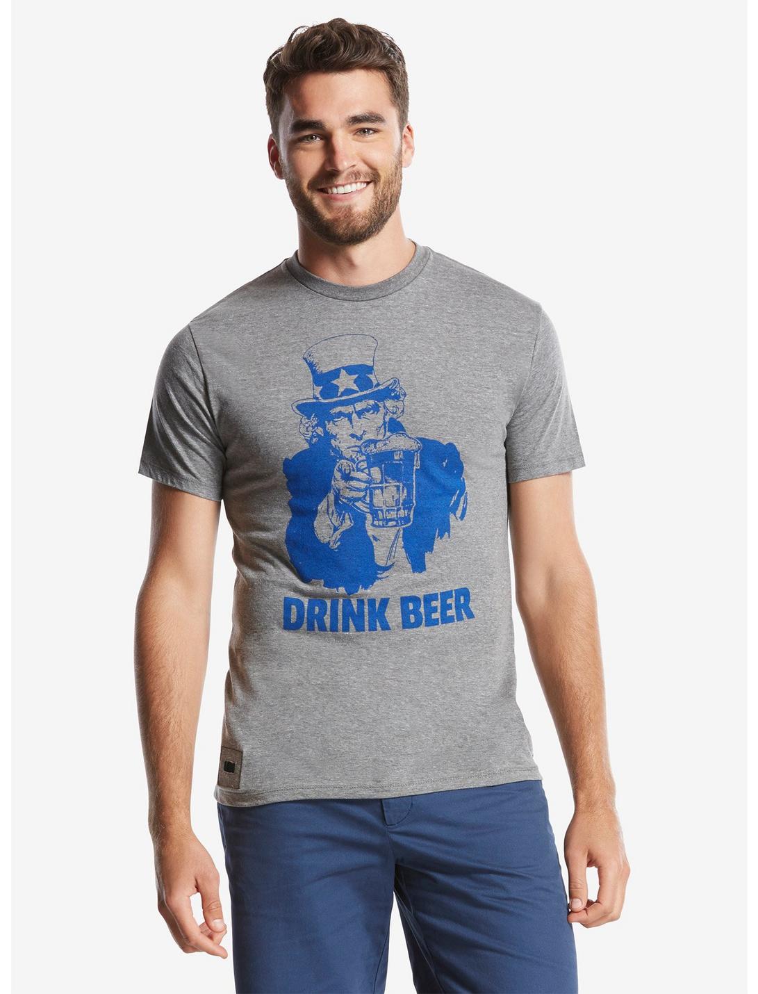 Uncle Sam Drink Beer T-Shirt, GREY, hi-res