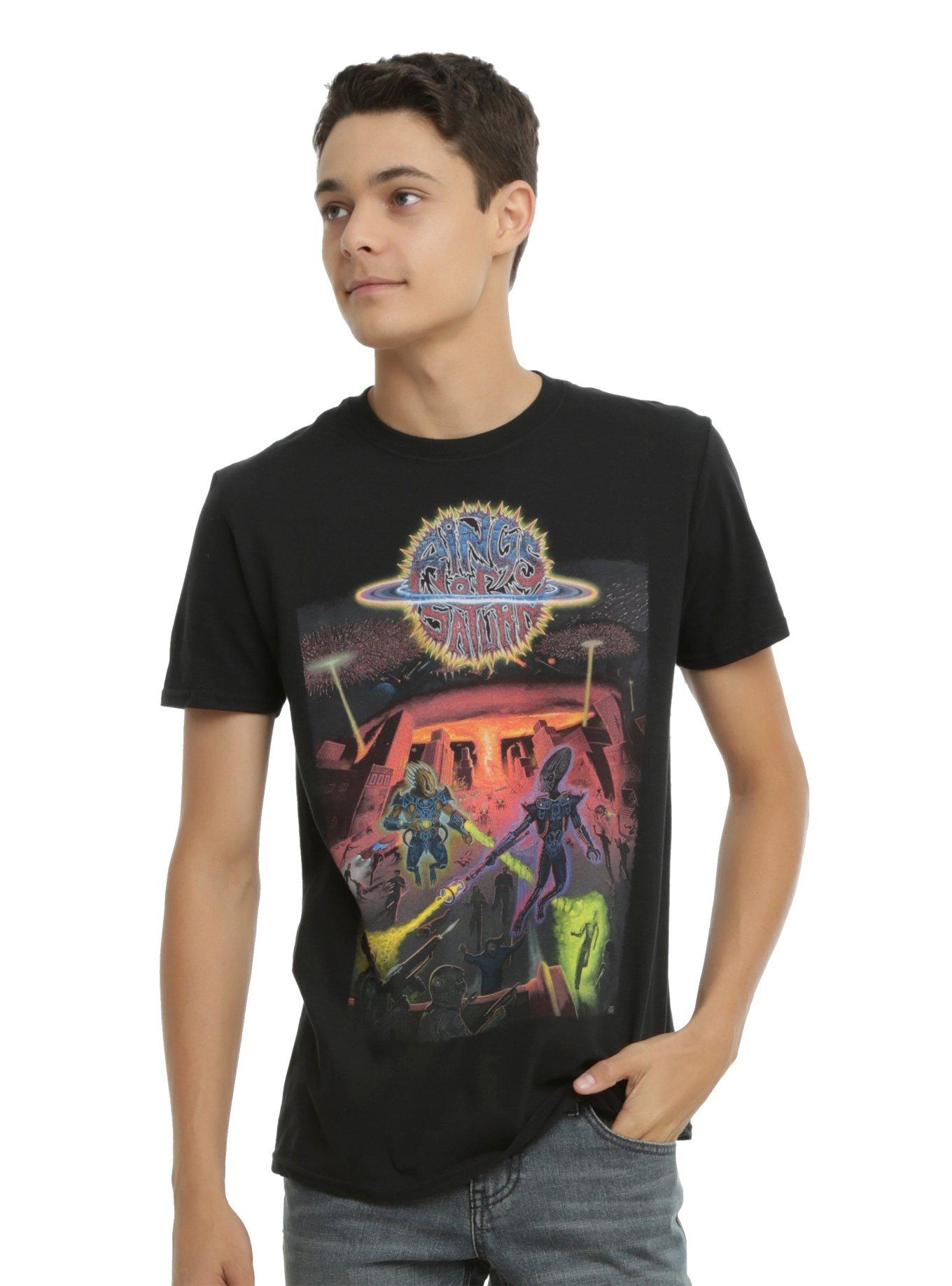 Rings Of Saturn Alien Invasion T-Shirt, BLACK, hi-res