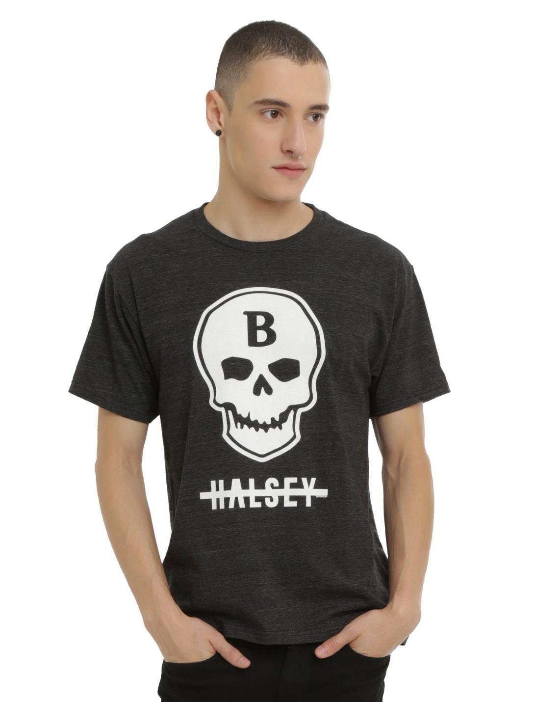 Halsey B Skull Logo Tri-Blend T-Shirt, BLACK, hi-res