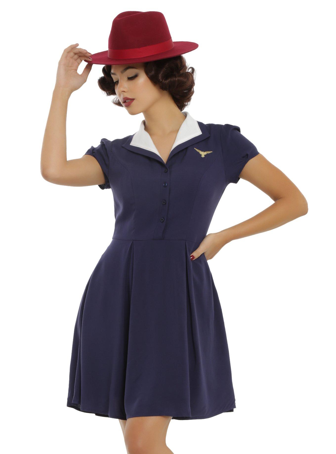 Her Universe Women Of Marvel Agent Carter Shirt Dress, BLUE, hi-res