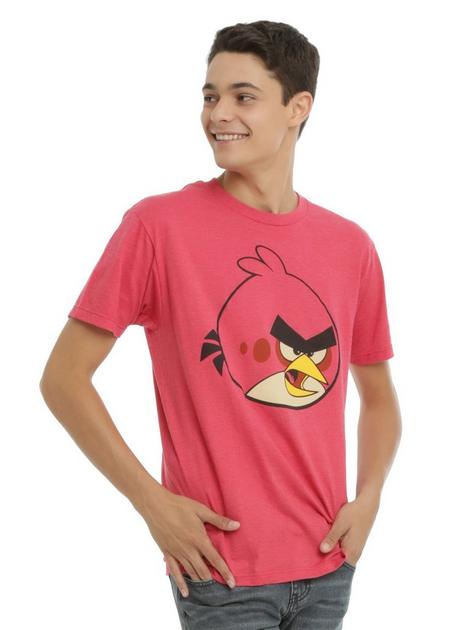 T-shirt Homme Moyen Angry Birds Noir Jaune Rouge Oiseau Blanc Étiquette