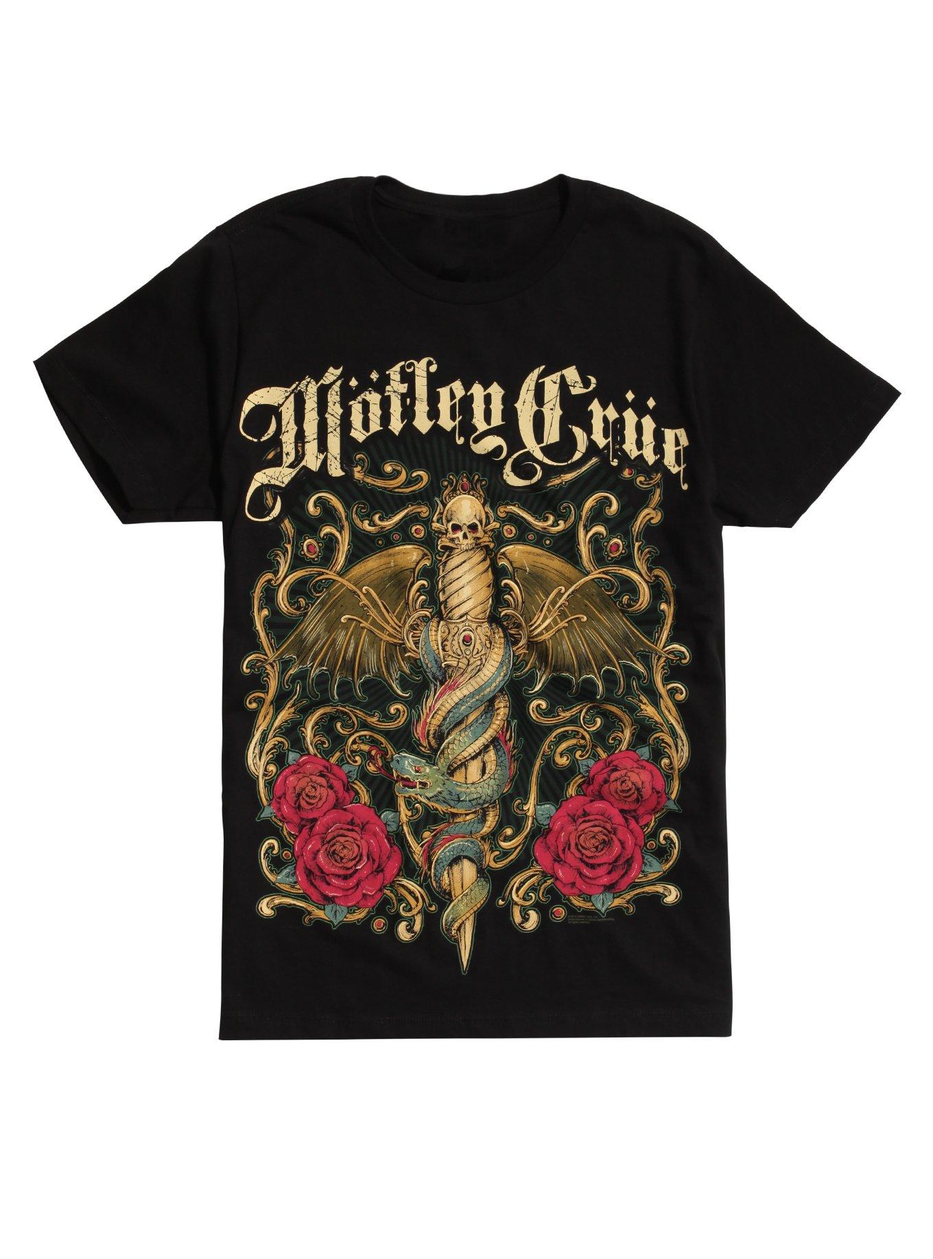 Motley Crue – T-Shirt Ufficiale 'Squisito Dagger' – 100% Cotone – Manica Corta – Nero