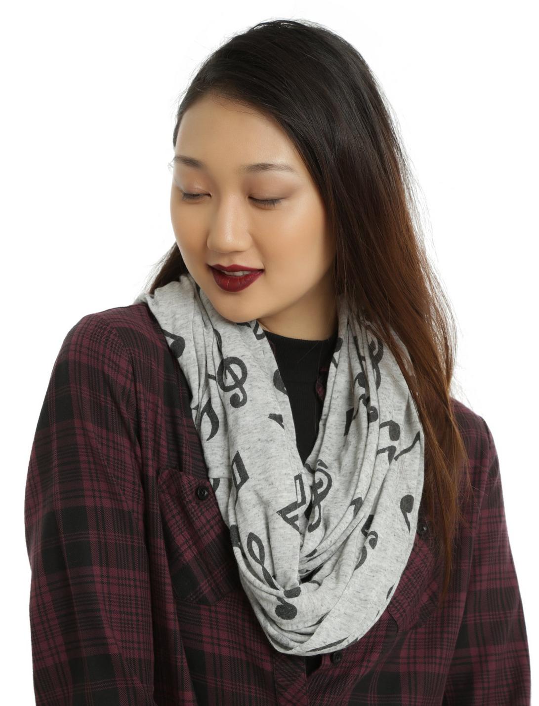 Grey Music Note Infinity Scarf, , hi-res