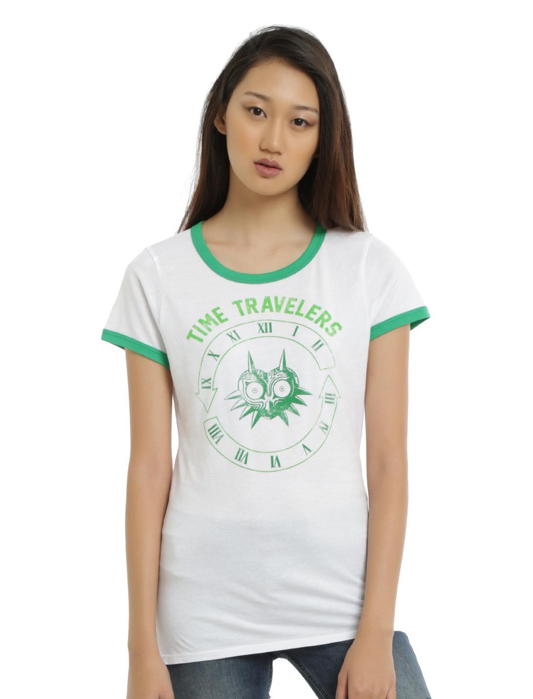 The Legend Of Zelda: Majora's Mask Time Travelers Girls Ringer T-Shirt, WHITE, hi-res
