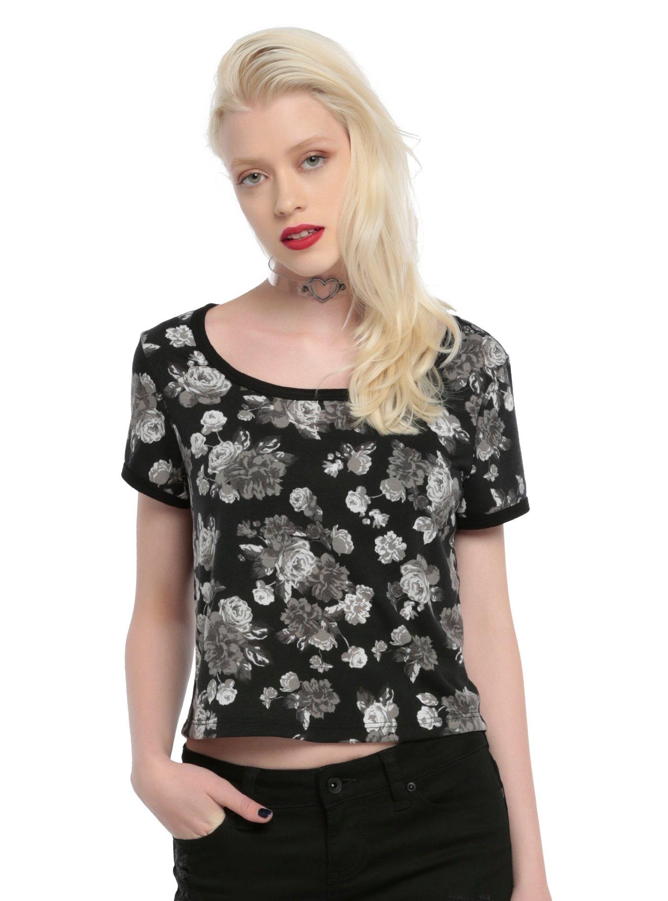EYY Women Gray Rose Detail Crop Top - Munich