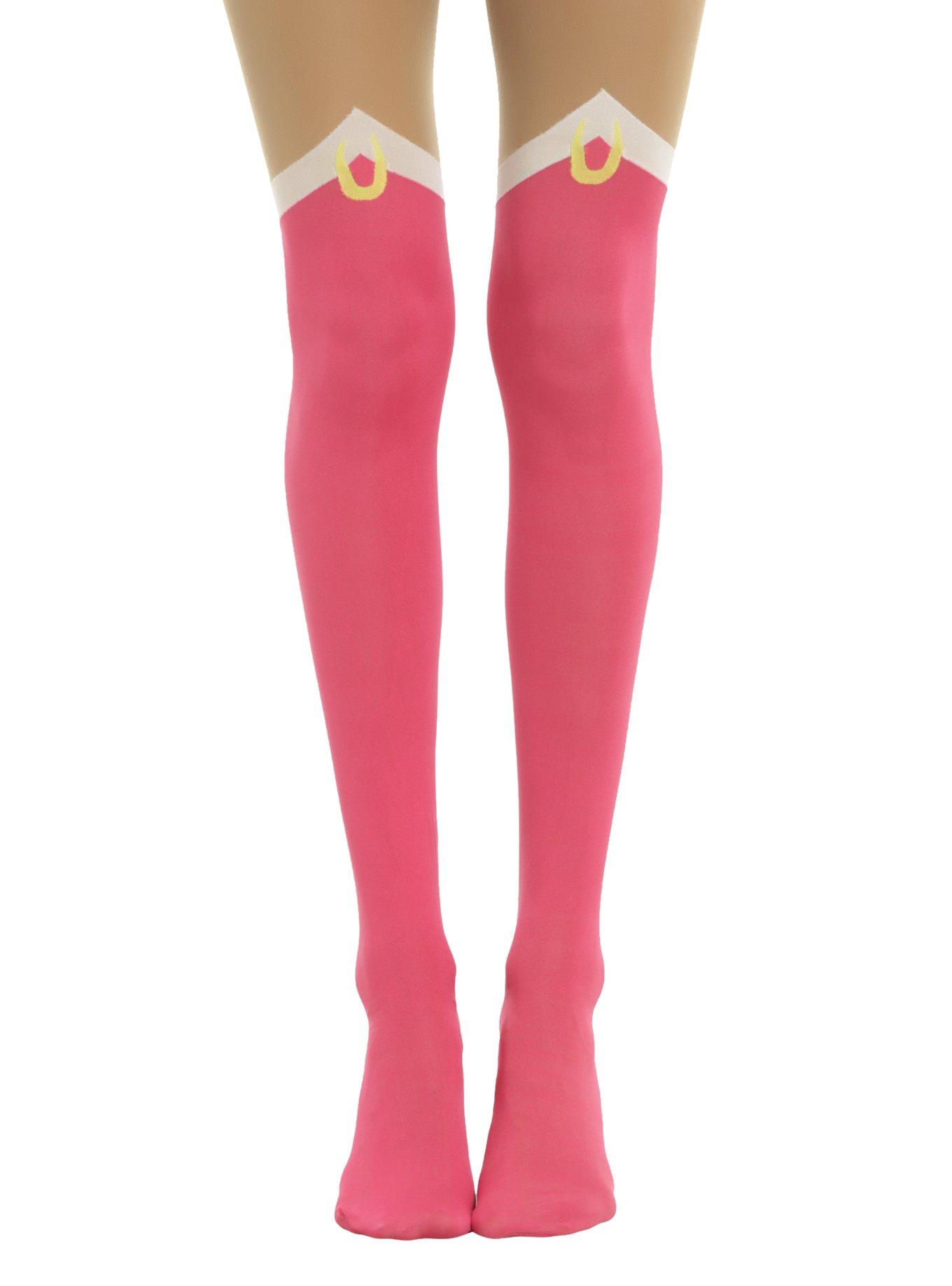 Sailor Moon Cosplay Faux Thigh High Tights, PINK, hi-res