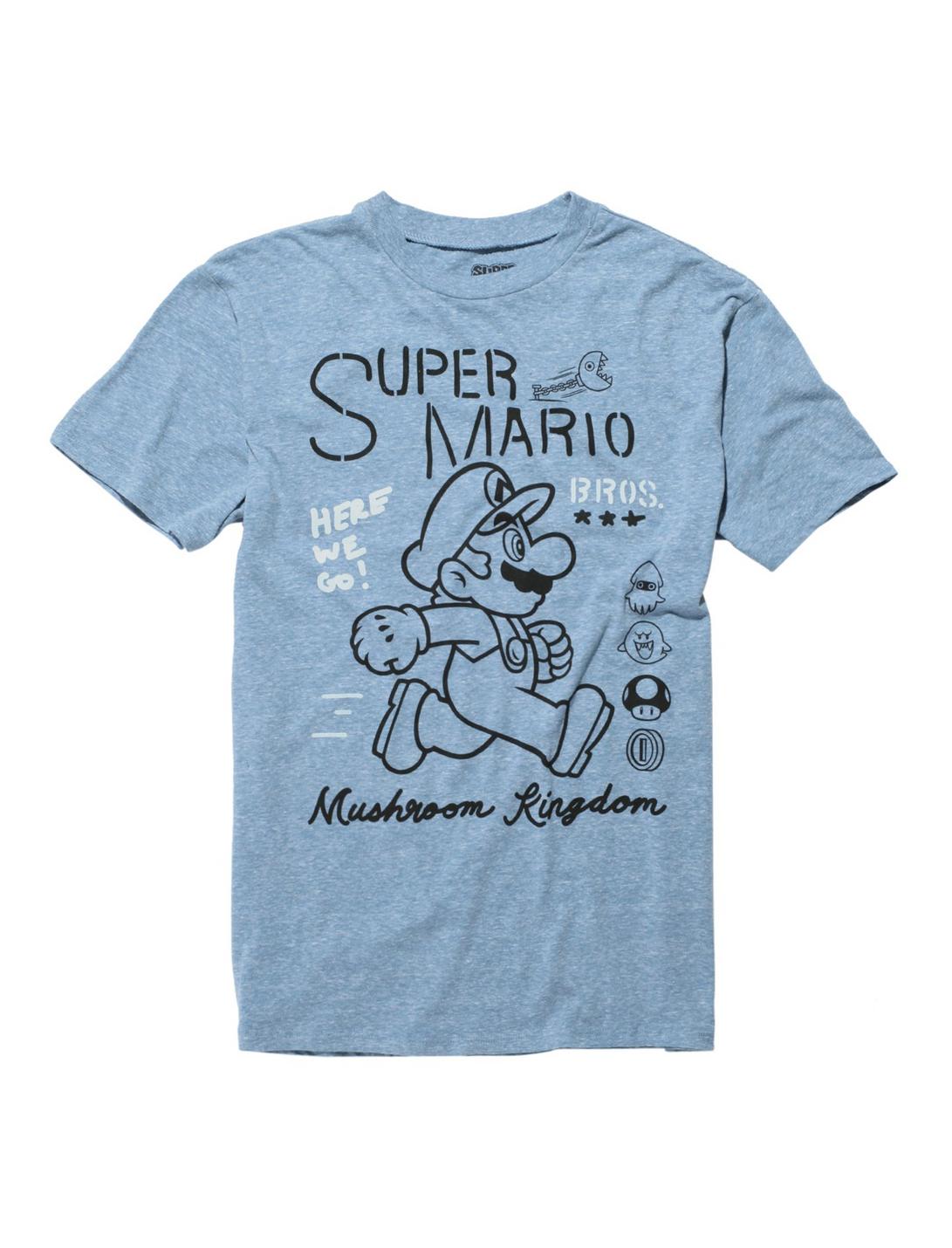 Super Mario Bros. Mario Line Art T-Shirt, BLUE, hi-res
