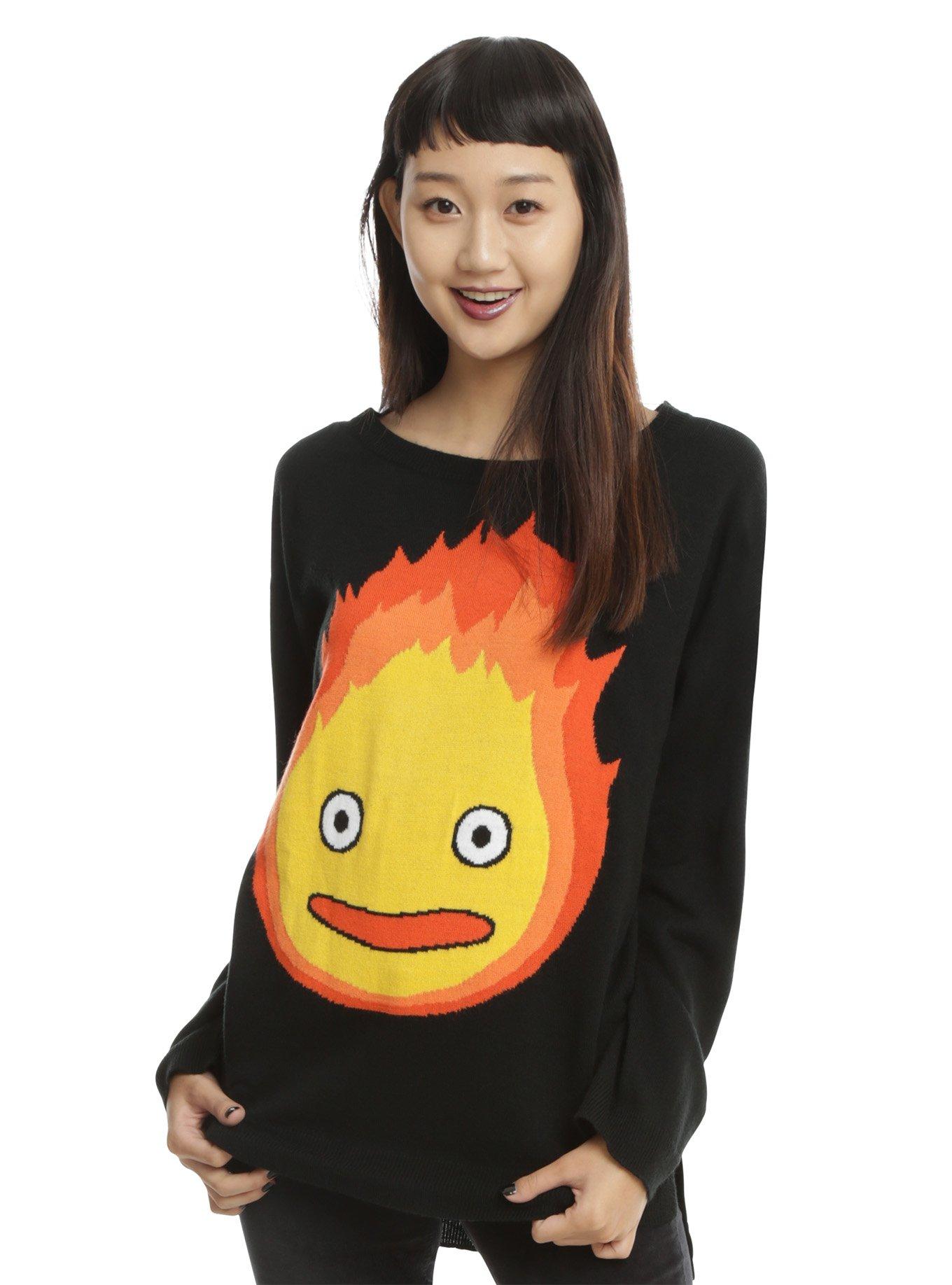 Her Universe Studio Ghibli Howl's Moving Castle Calcifer Girls Sweater, BLACK, hi-res