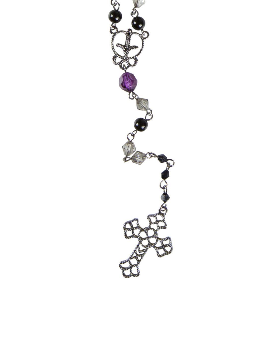 Purple & Black Beaded Cross Rosary, , hi-res