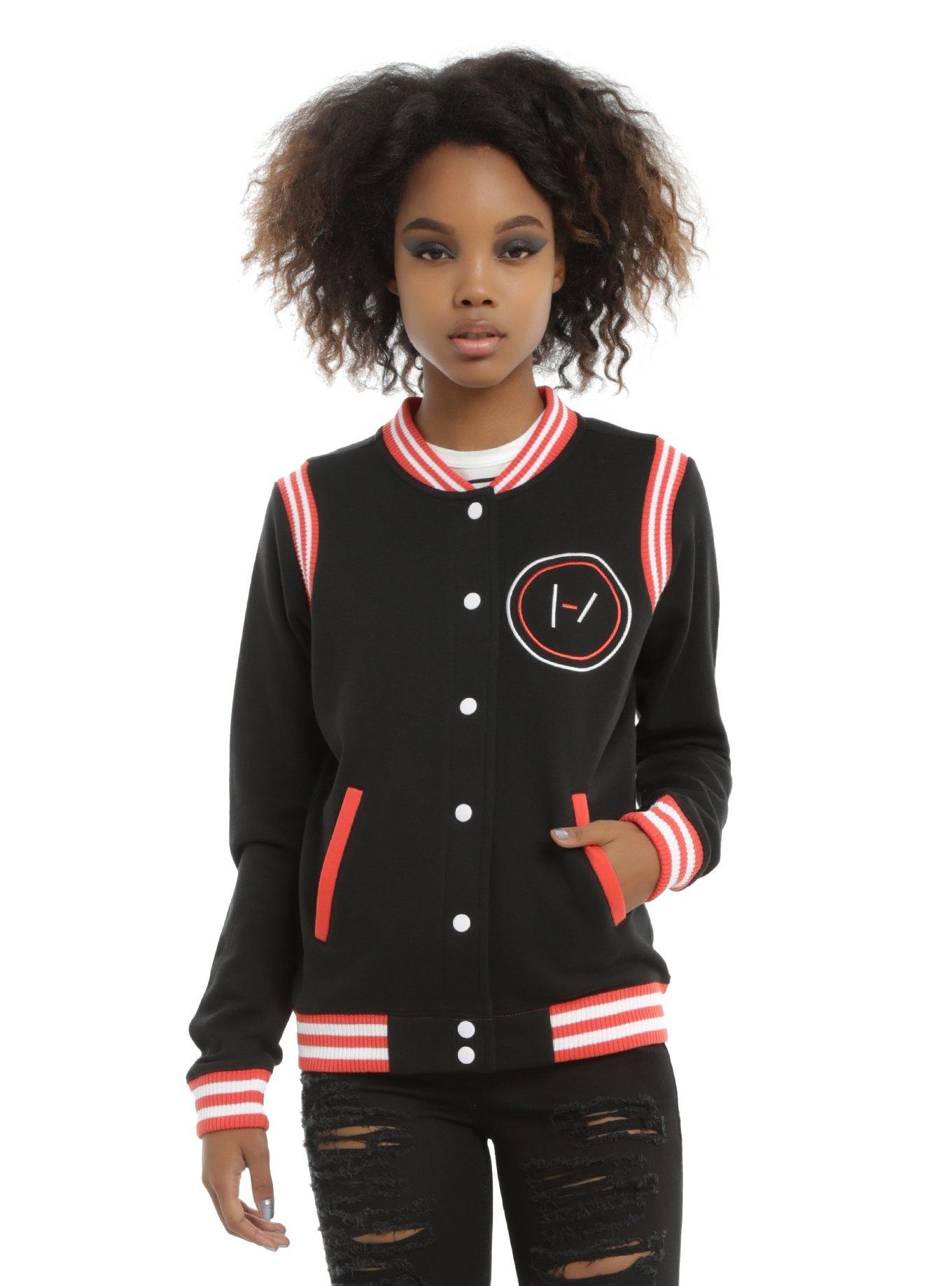 Twenty One Pilots Logo Girls Varsity Jacket, BLACK, hi-res