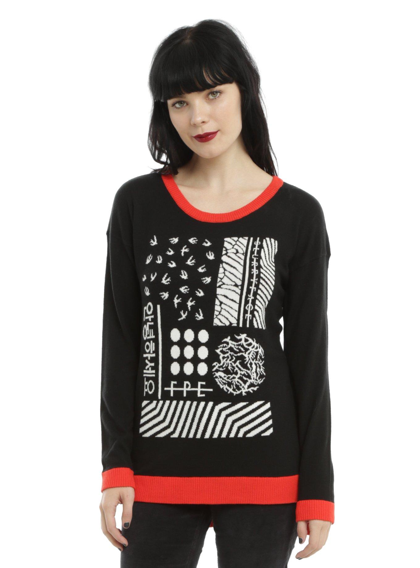 Twenty One Pilots Red Trim Girls Sweater, BLACK, hi-res