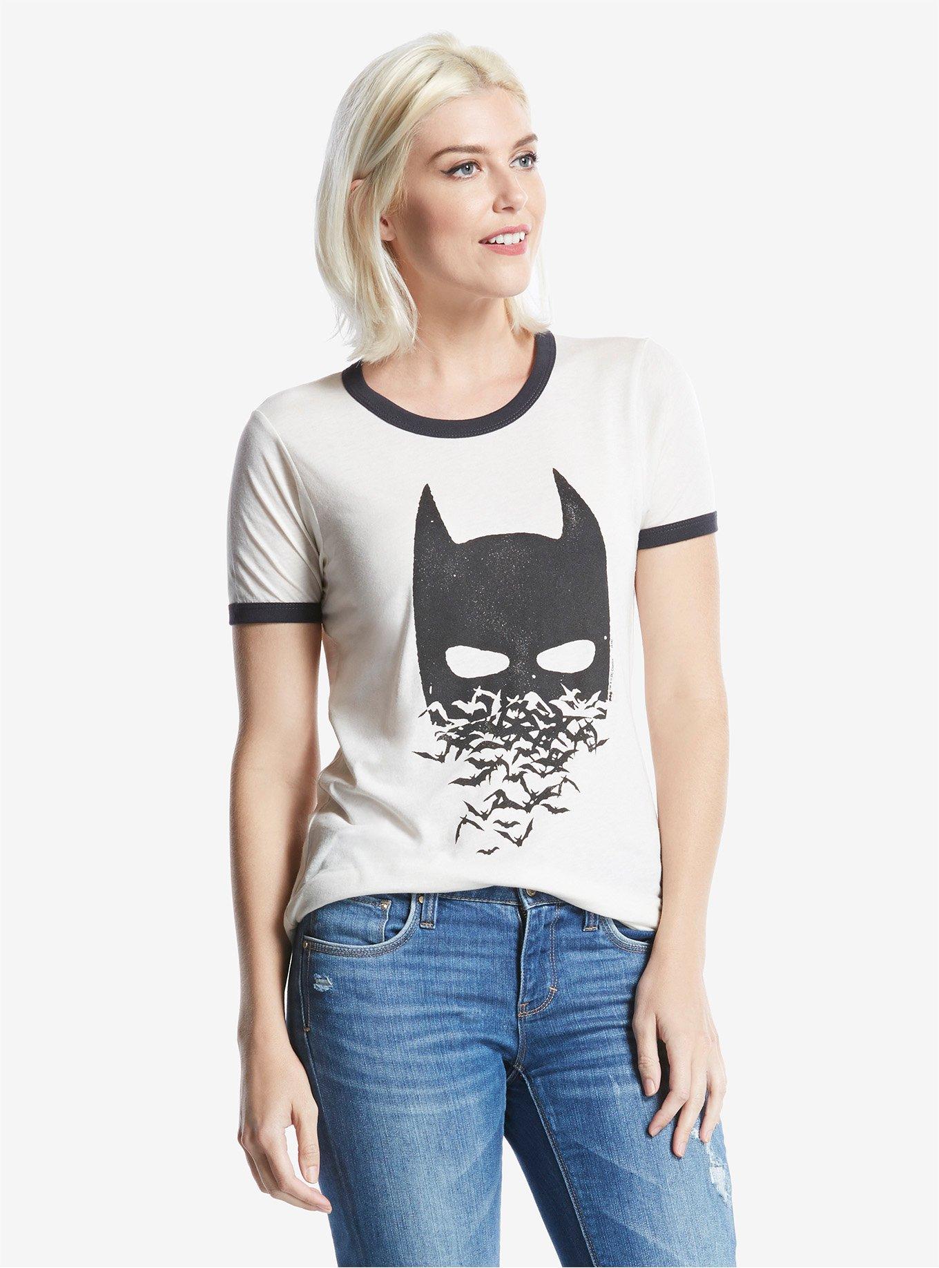 Junk Food DC Comics Batman Womens Ringer Tee, WHITE, hi-res
