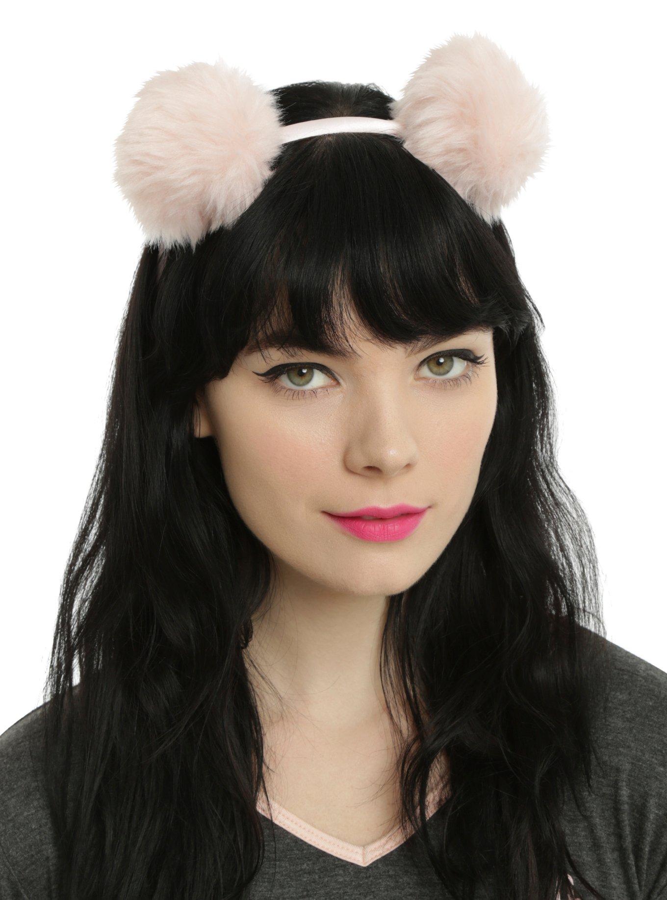 Light Pink Fluffy Pom Pom Headband, , hi-res