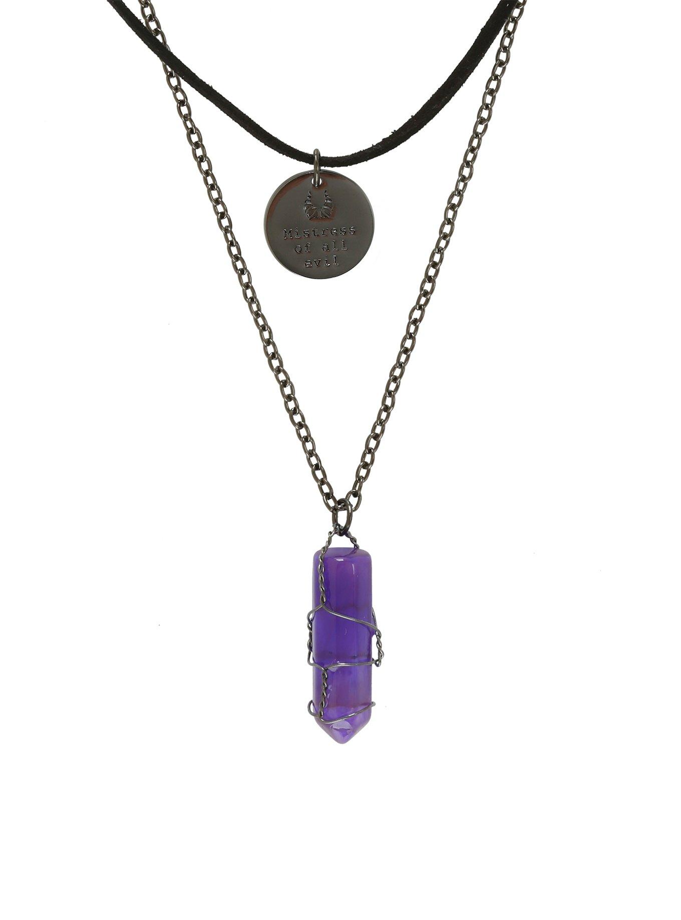 Disney Sleeping Beauty Maleficent Evil Crystal Layered Necklace, , hi-res