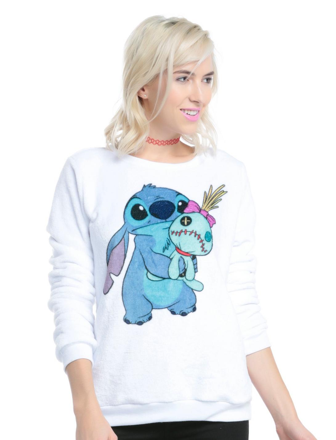 Lilo & Stitch Stitch & Scrump Ohana Girls Fuzzy Pullover Sweater, BLUE, hi-res