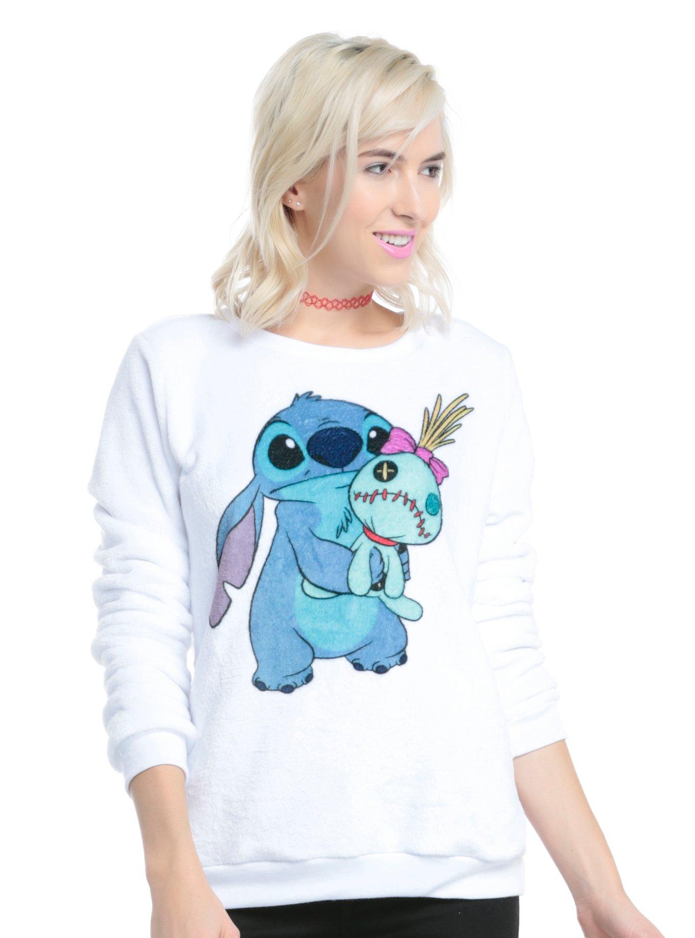 Lilo & Stitch Stitch & Scrump Ohana Girls Fuzzy Pullover Sweater, BLUE, hi-res