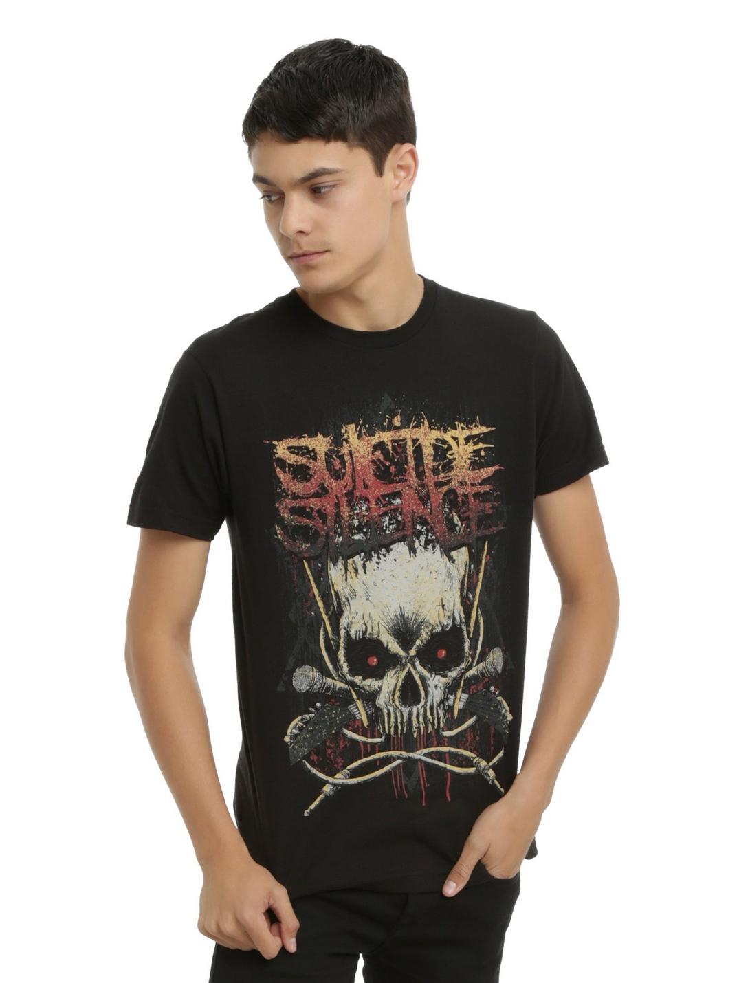 Suicide Silence Skull Guitars T-Shirt, BLACK, hi-res