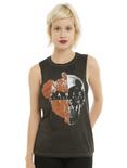 Panic! At The Disco Flower Skull Girls Muscle Top, BLACK, hi-res