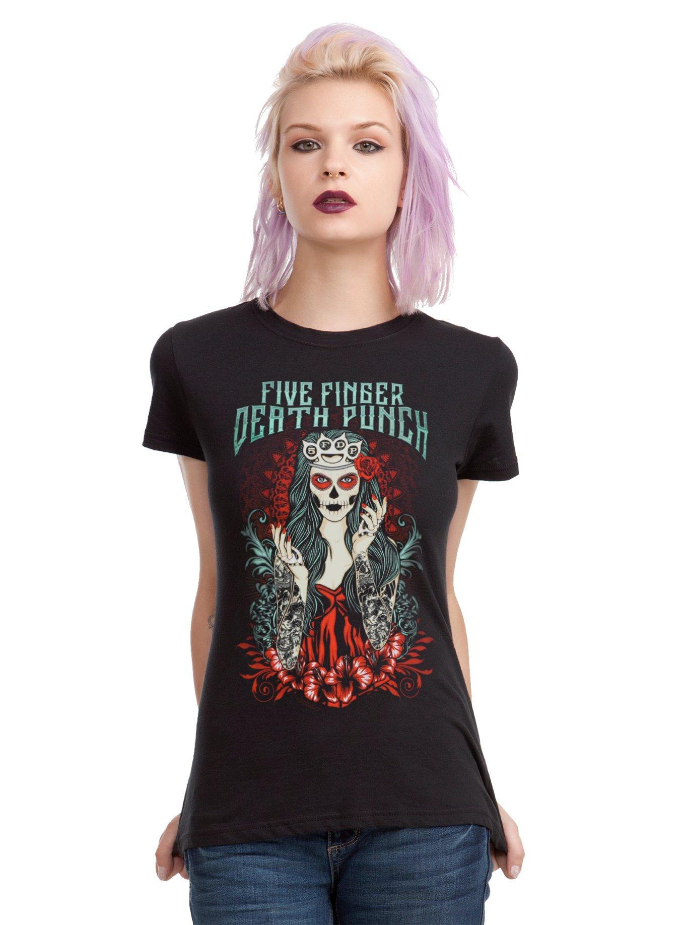 Five Finger Death Punch Skeleton Lady Girls T-Shirt | Hot Topic