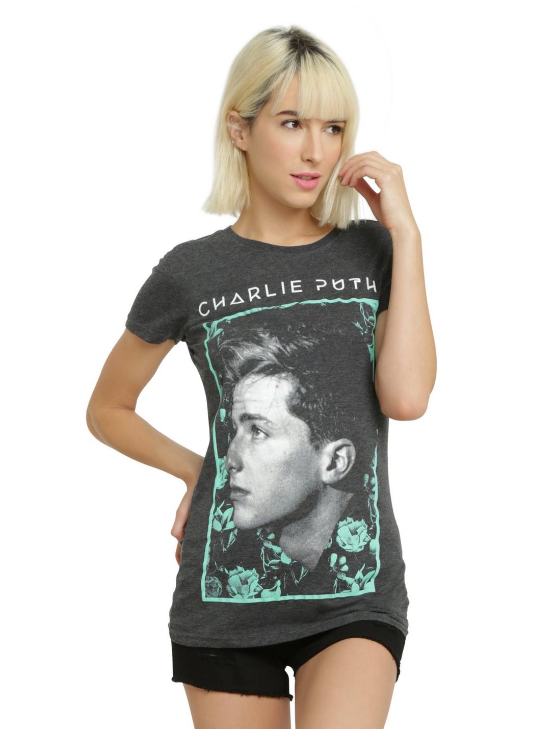 Charlie Puth Flowers Girls T-Shirt, BLACK, hi-res