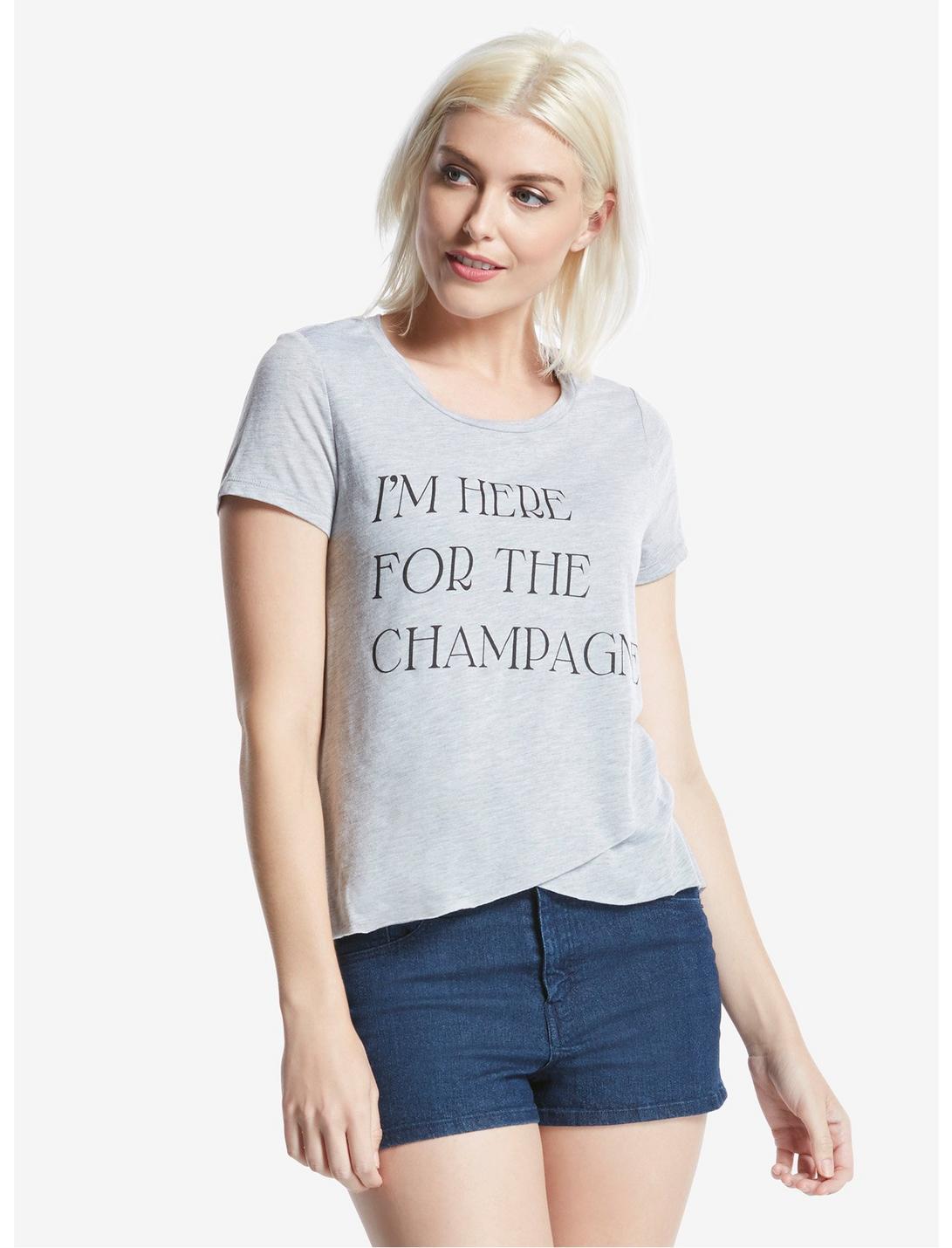 Here For The Champagne Womens Tee, HEATHER GREY, hi-res