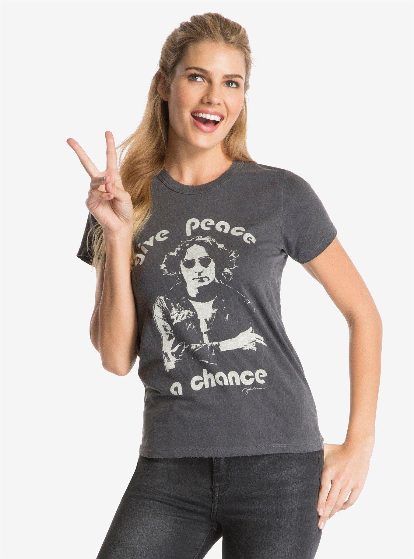 Junk Food John Lennon Give Peace A Chance Womens Tee, BLACK, hi-res