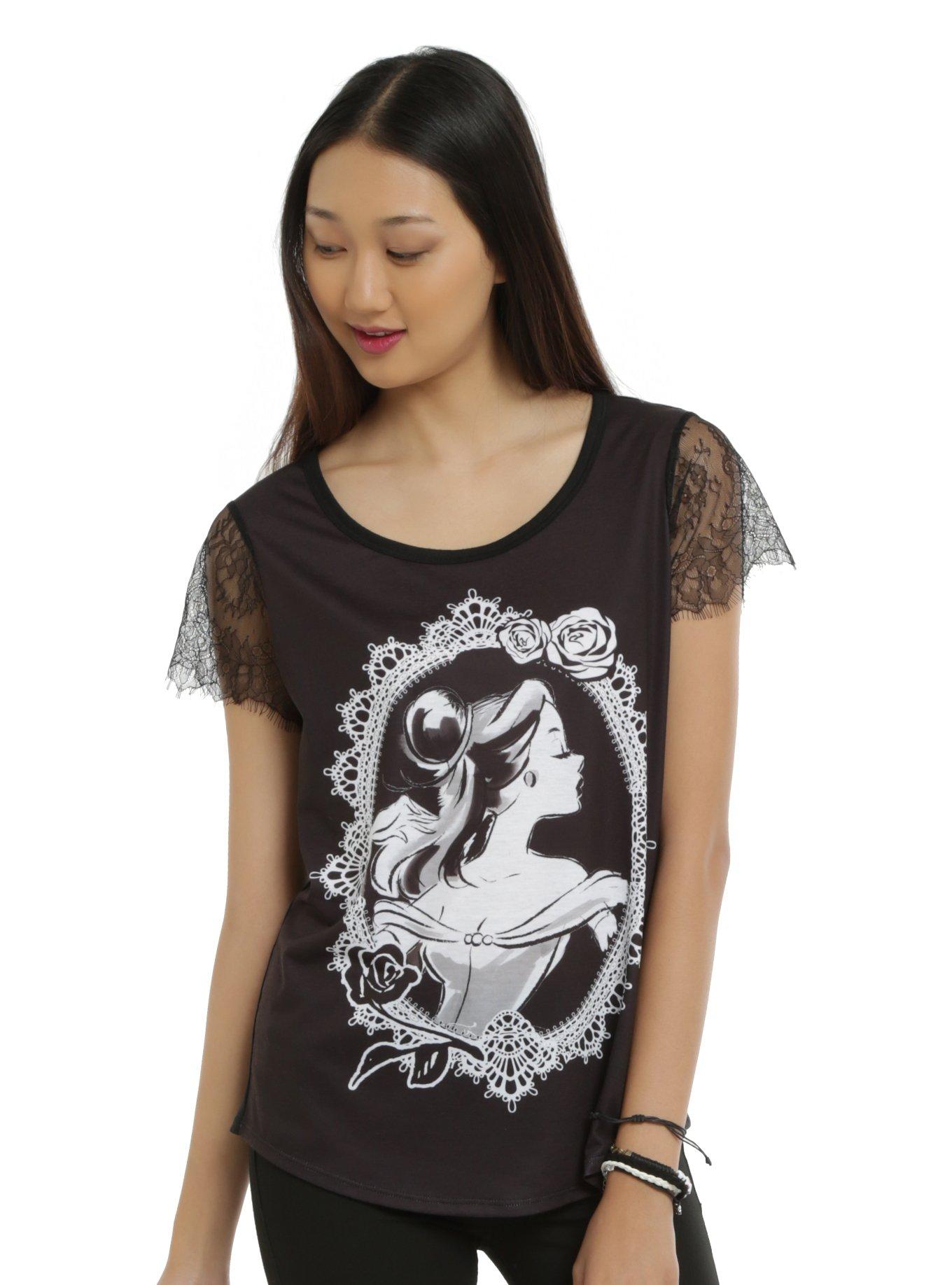 Disney Beauty And The Beast Belle Lace Sleeve Girls T-Shirt | Hot Topic