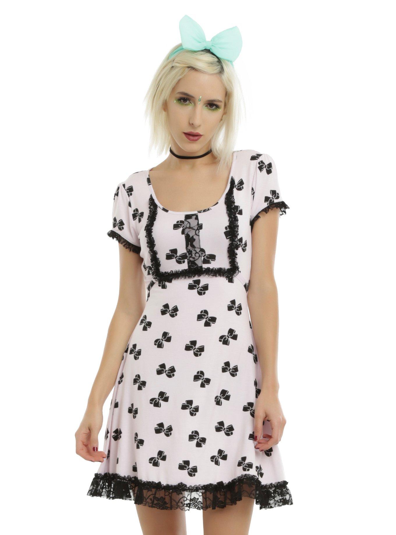 Pastel Bow Print Babydoll Dress Hot Topic