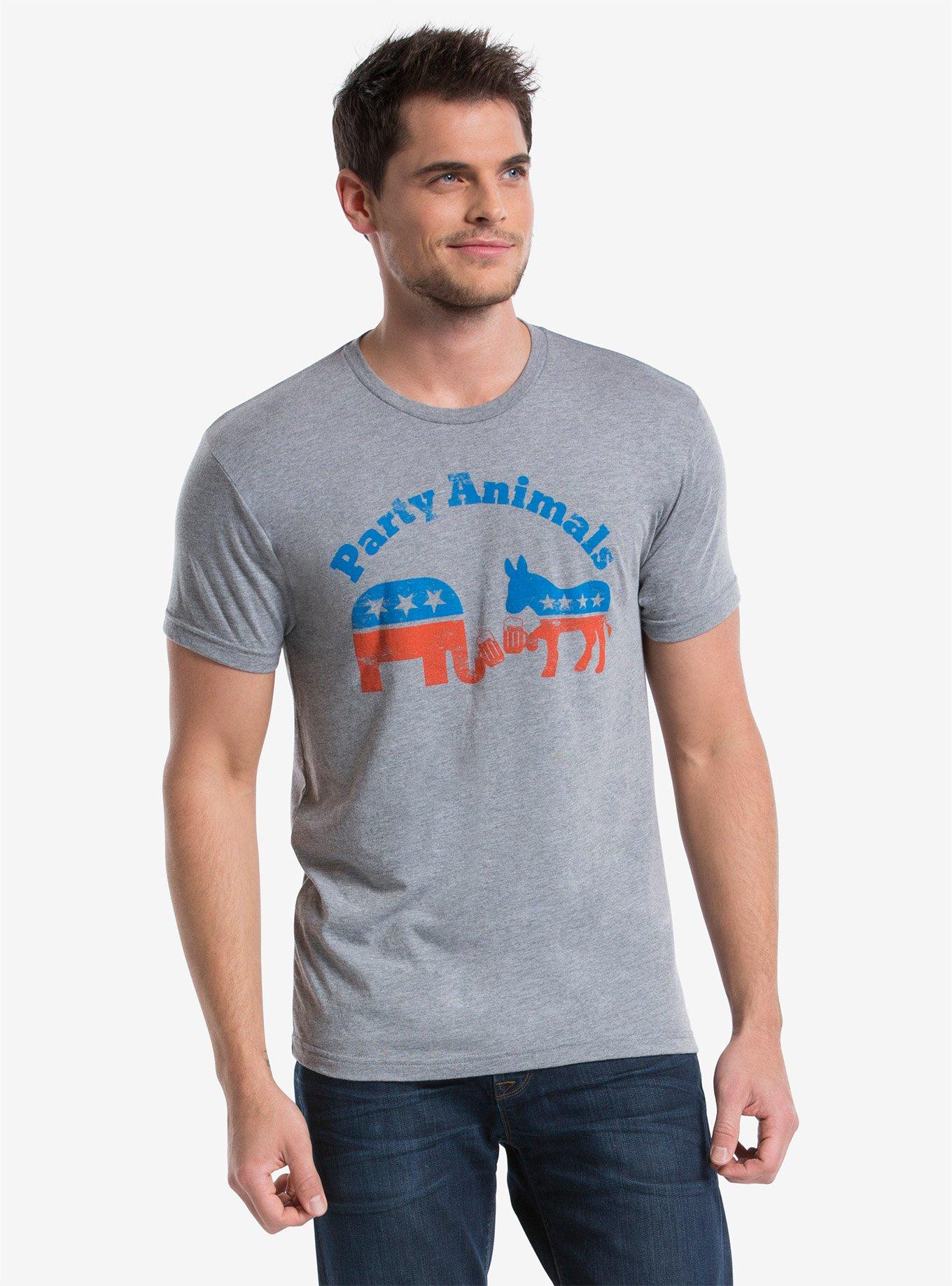 Political Party Animals T-Shirt, HEATHER GREY, hi-res