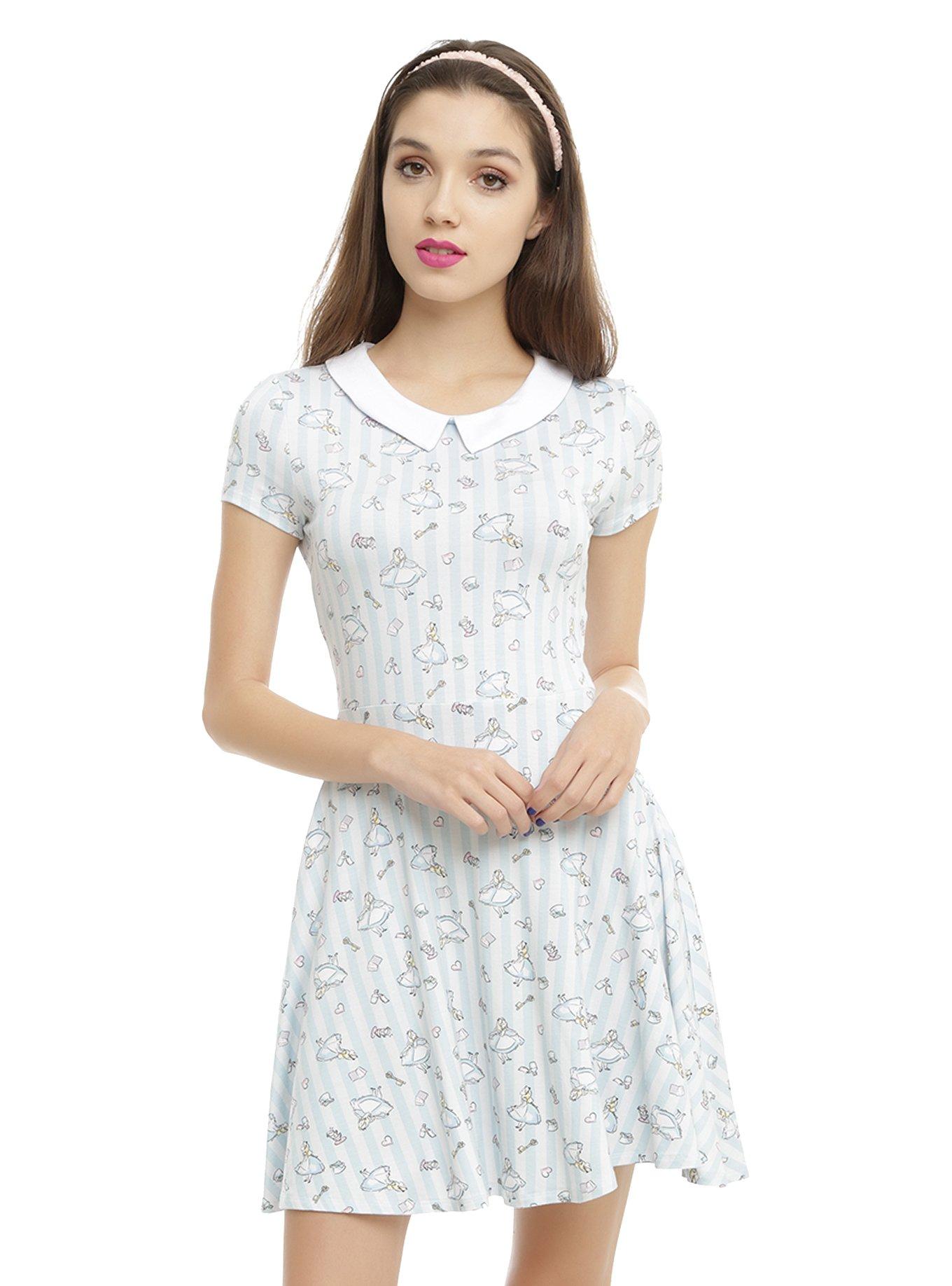 Disney Alice In Wonderland Collar Dress, BLUE, hi-res