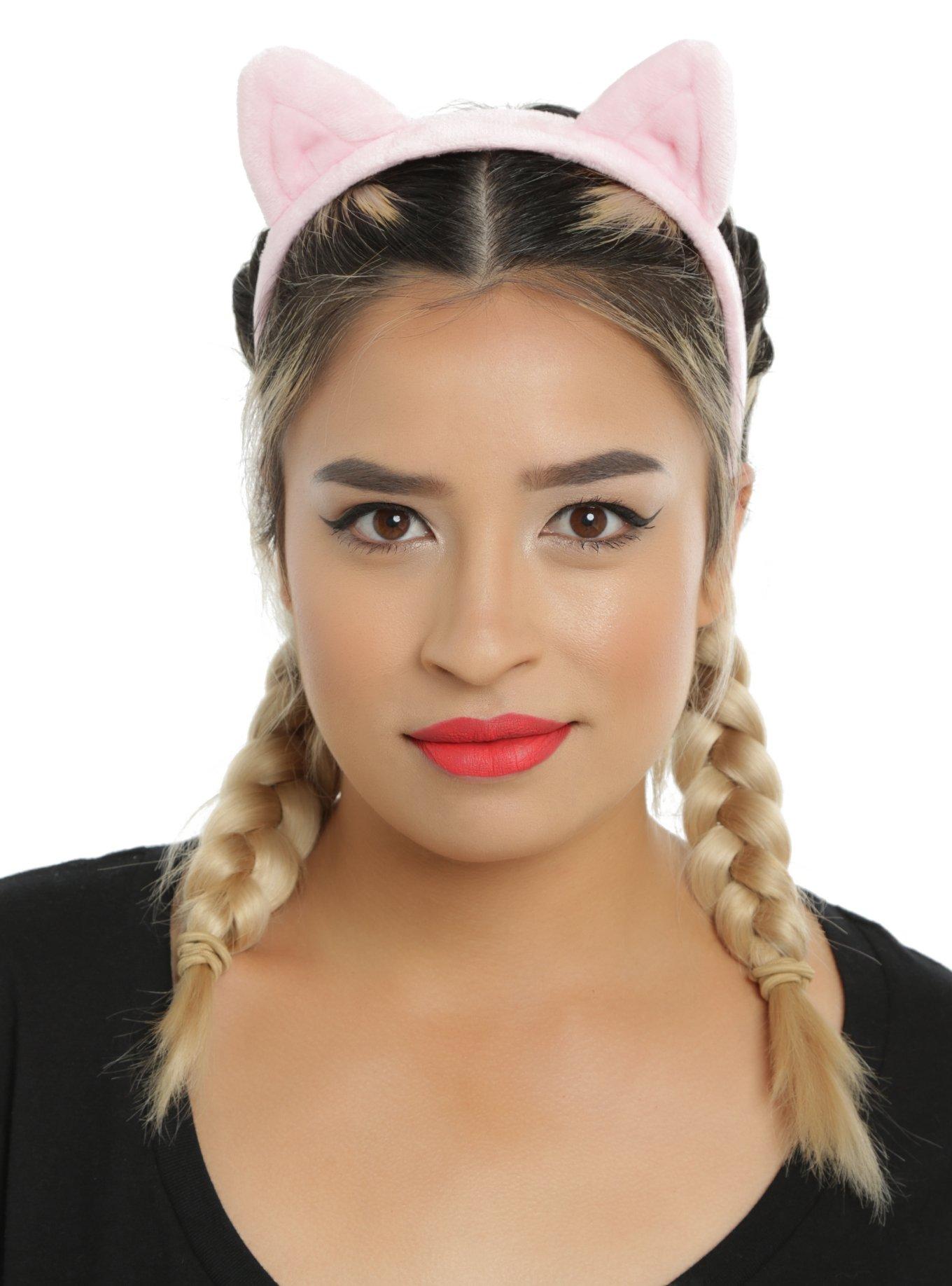 Pink Plush Cat Ear Headband, , hi-res