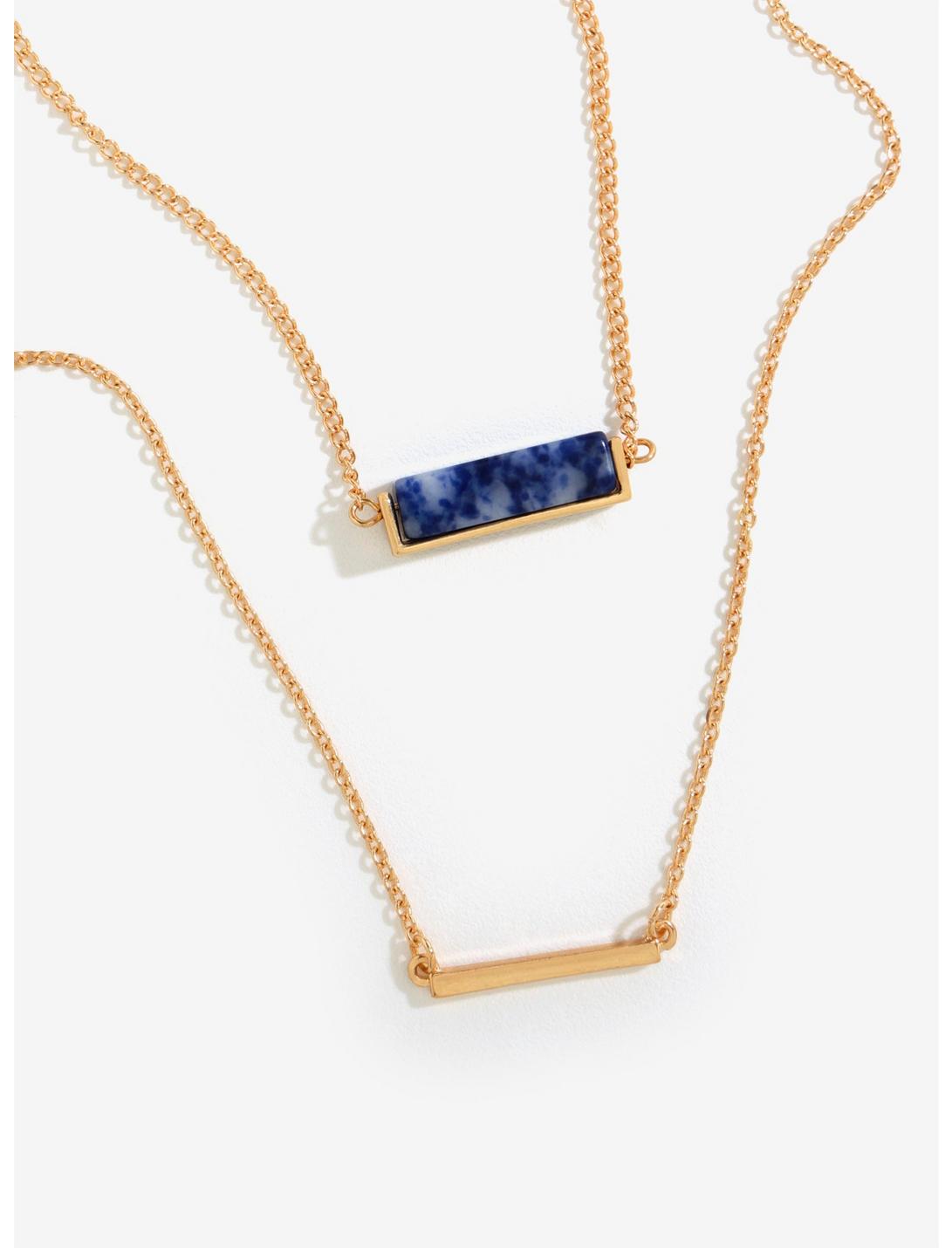 Gold Layer Bolivian Stone Bar Double Necklace, , hi-res