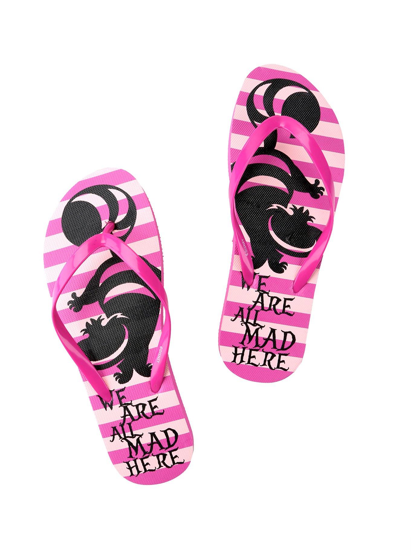 Disney Alice In Wonderland Cheshire Cat Flip Flops, PINK, hi-res