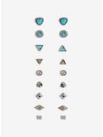 Silver And Turquoise Earrings 9 Pairs, , hi-res