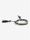 Black And Silver Adjustable Tassel Bracelet, , hi-res