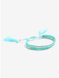 Turquoise And Silver Adjustable Tassel Bracelet, , hi-res