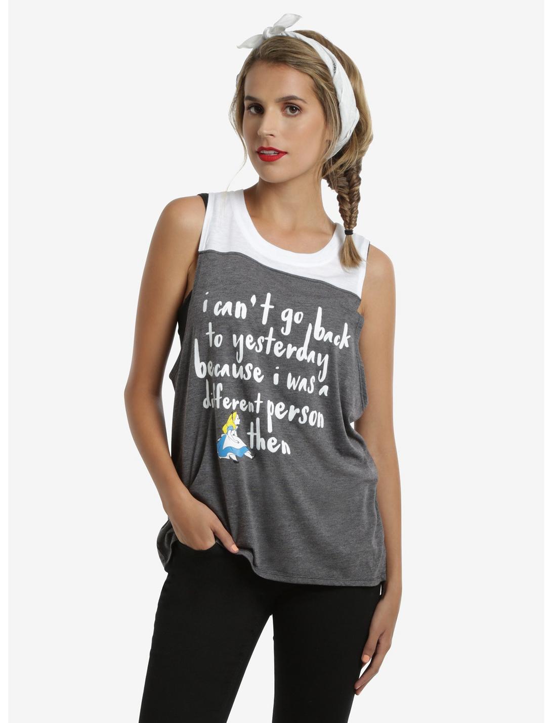 Disney Alice In Wonderland Yesterday Womens Muscle Top, CHARCOAL, hi-res