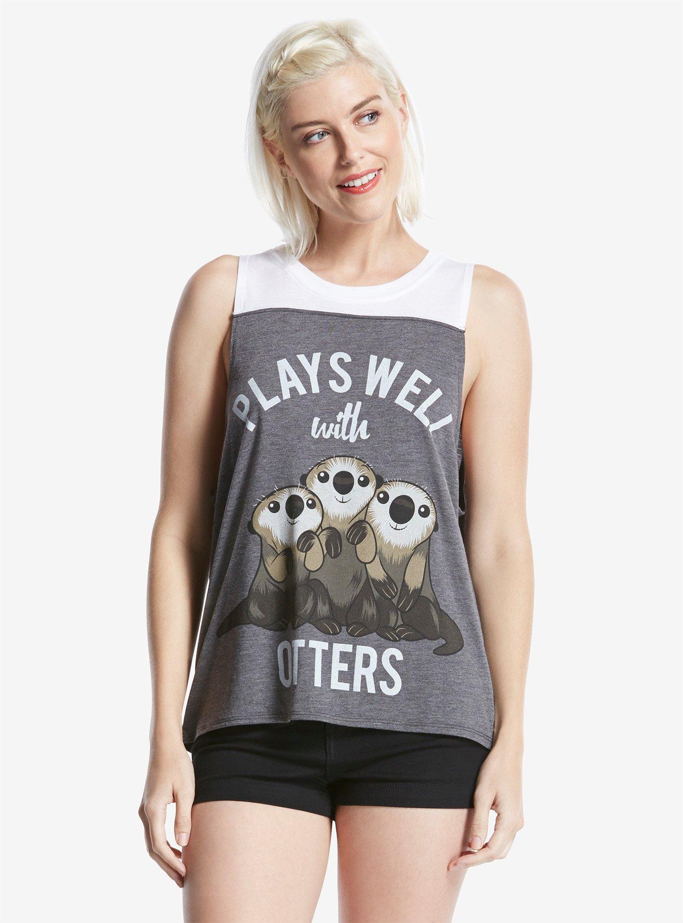 Disney Finding Dory Otters Womens Tank, CHARCOAL, hi-res