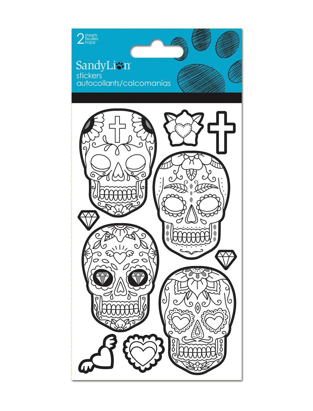 Color Me Sugar Skulls Sticker Pack, , hi-res