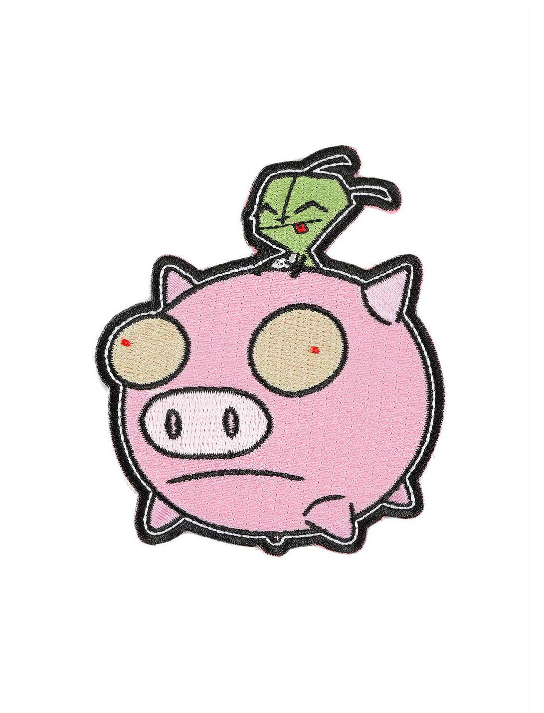 Invader Zim Gir Riding Pig Iron-On Patch, , hi-res