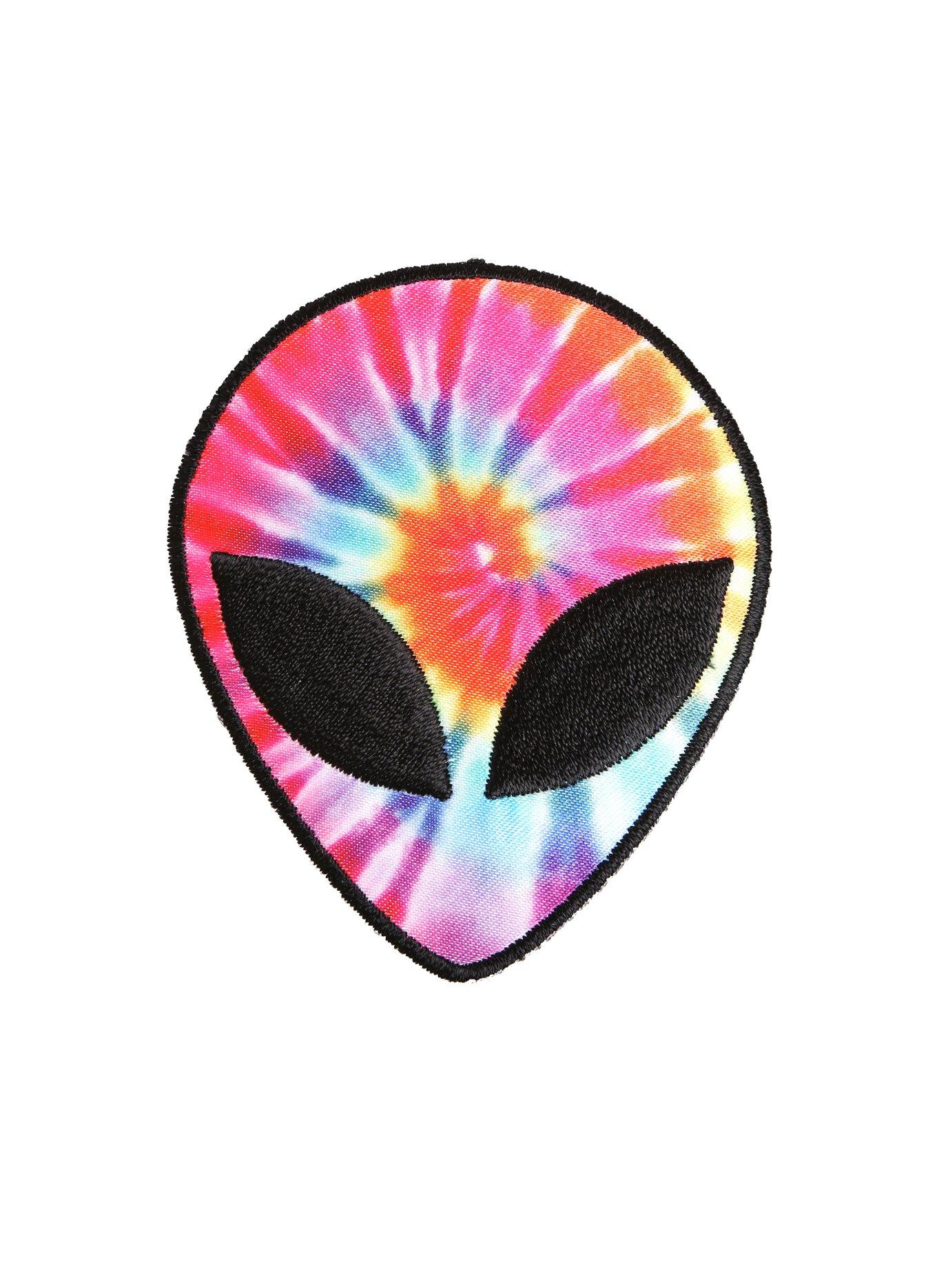 Tie Dye Alien Iron-On Patch, , hi-res
