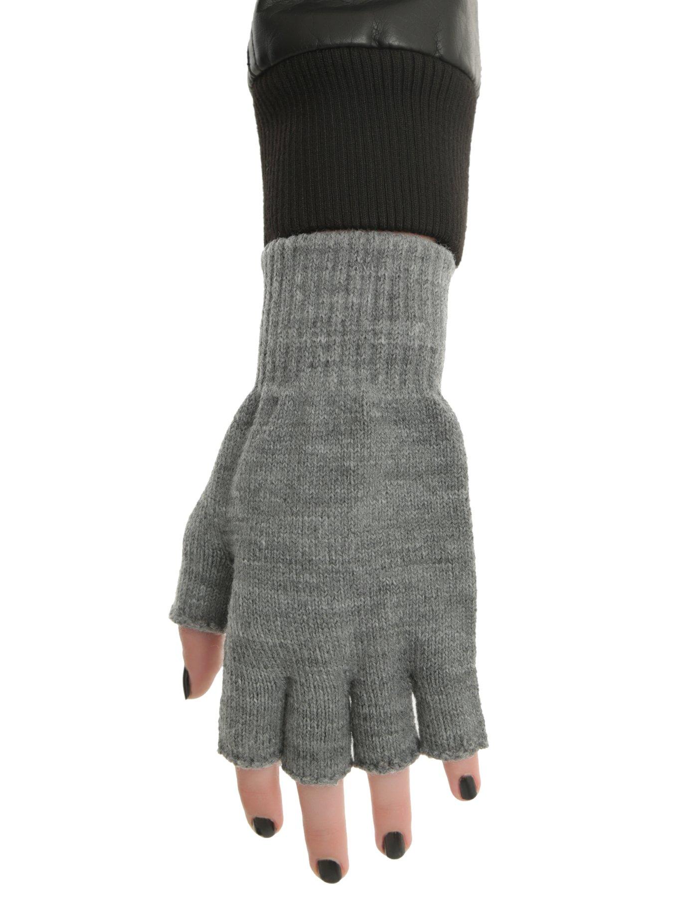 Grey Marled Fingerless Gloves Hot Topic