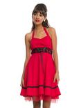 Red Sweetheart Halter Dress, RED, hi-res