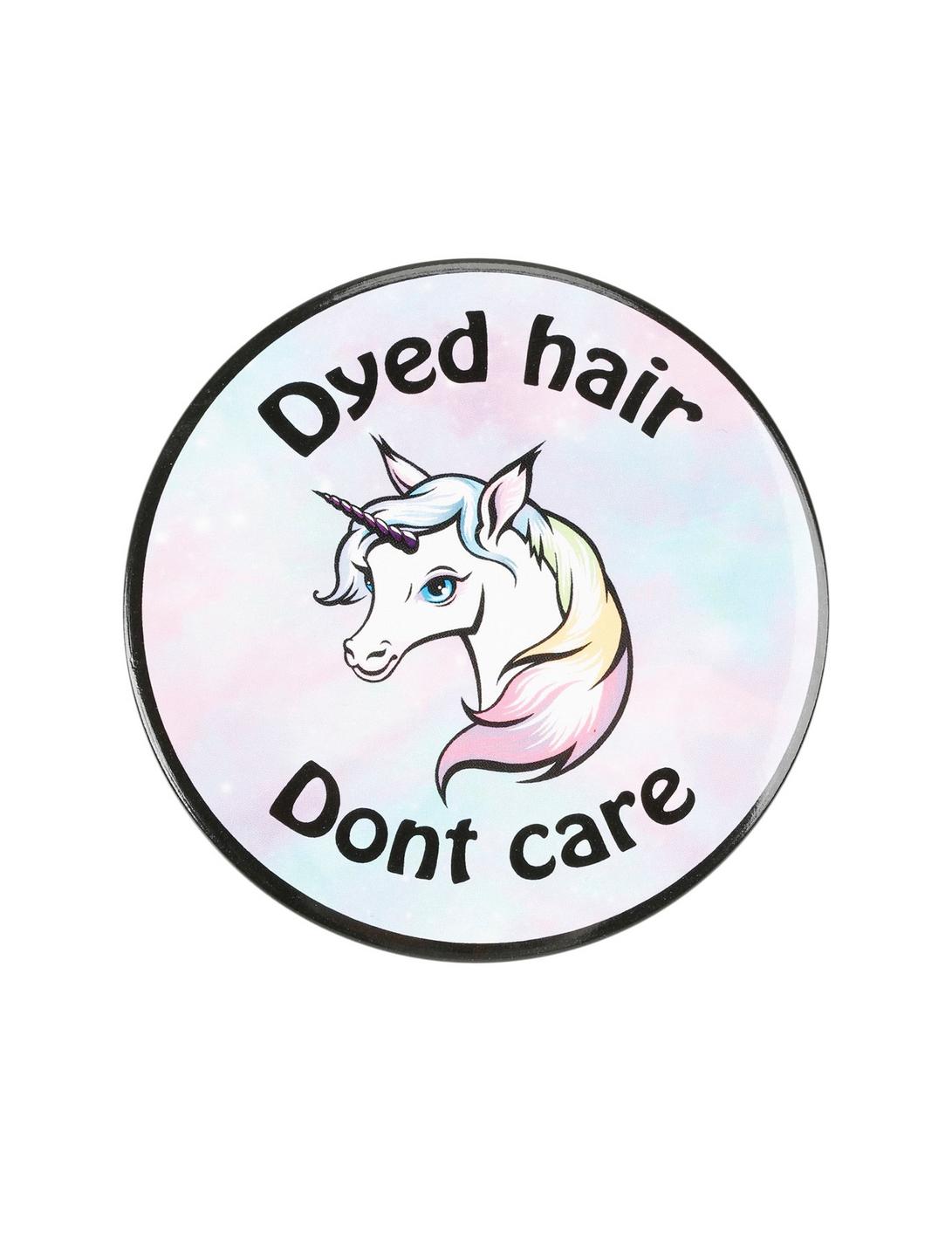 Dyed Hair Don't Care Unicorn Button Mirror, , hi-res