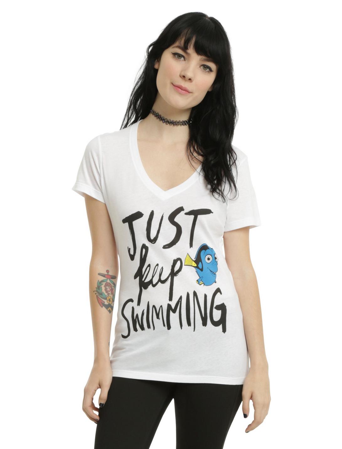 Disney Finding Dory Just Keep Swimming Girls T-Shirt, WHITE, hi-res