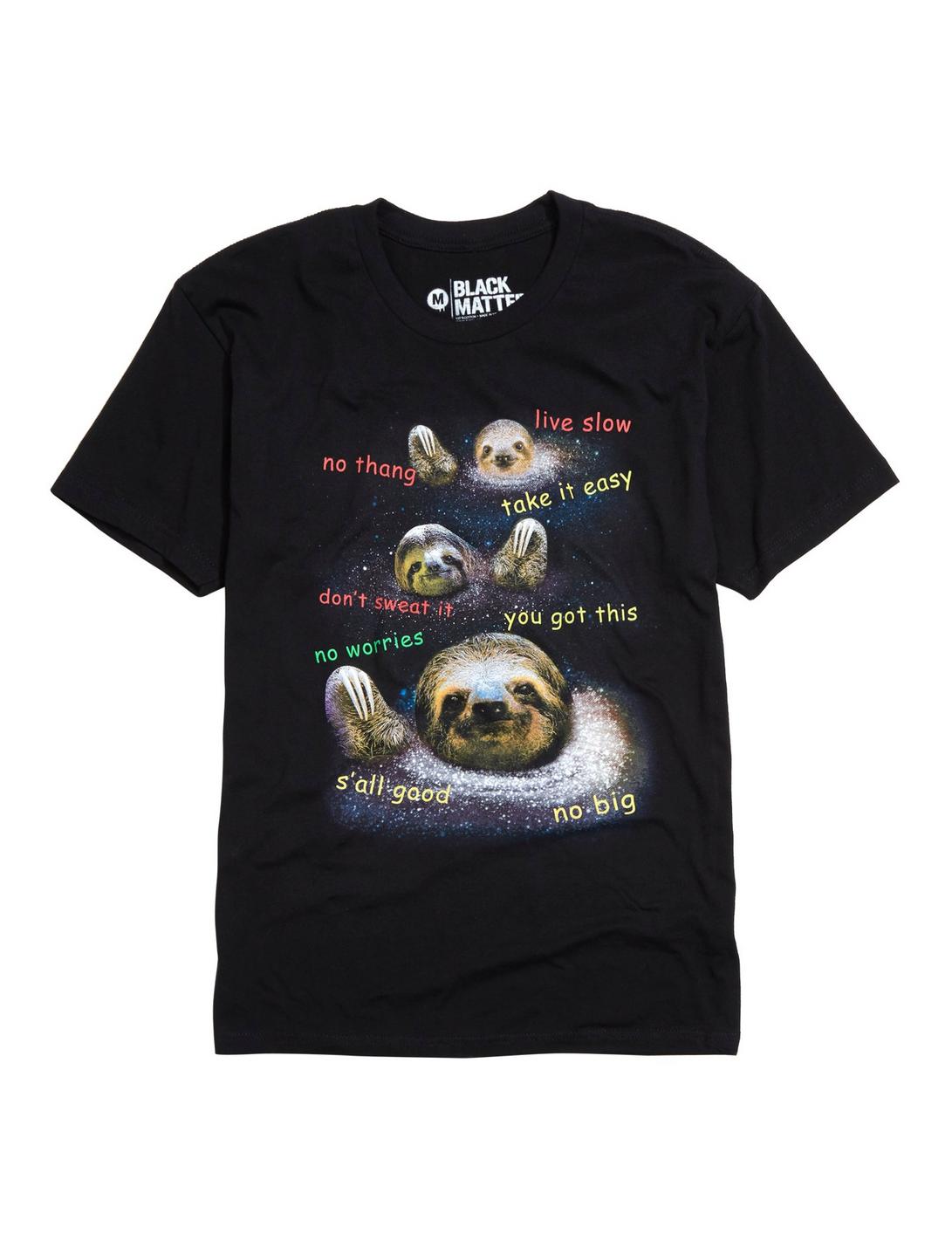 Galaxy Sloth T-Shirt, BLACK, hi-res