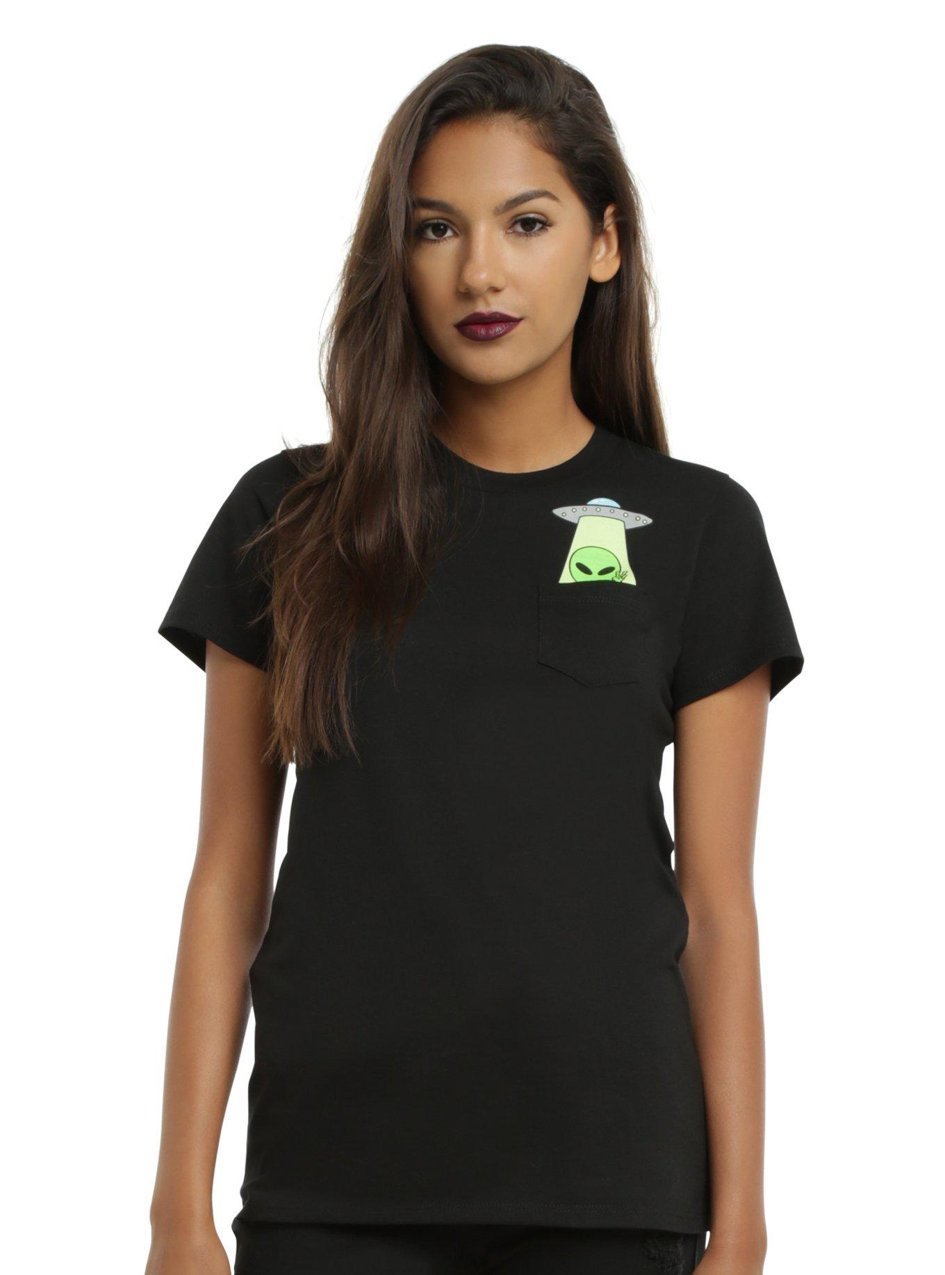 Alien Pocket Girls T-Shirt, BLACK, hi-res