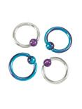 Steel Purple & Teal Ombre Opal Captive Hoop 4 Pack, MULTI, hi-res