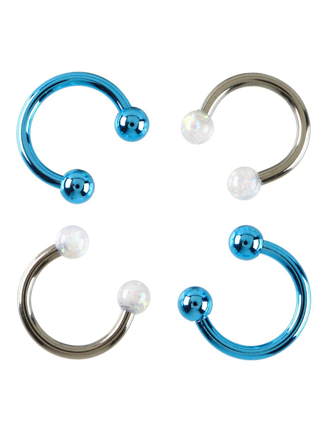 Steel Blue & Opal Circular Barbell 4 Pack, , hi-res